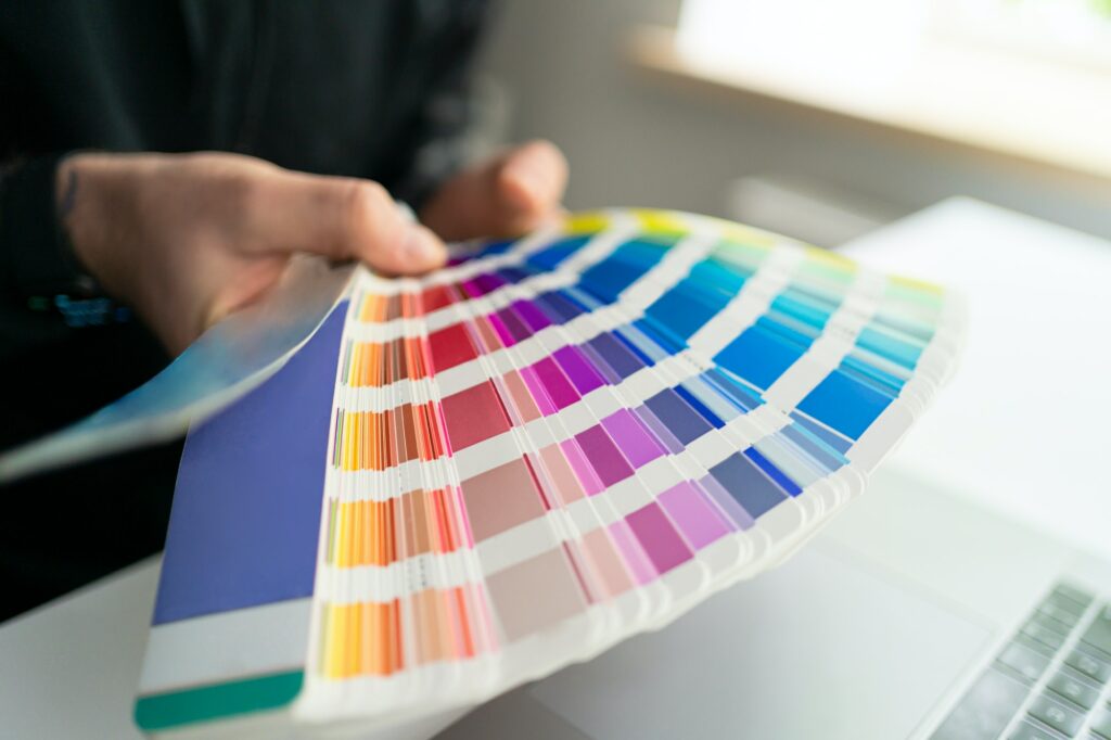 A man working with a color pallet in the office